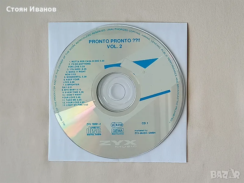 CD компилация с Италиански хитове - Various Artists - Pronto Pronto ??!! Vol. 2, снимка 1
