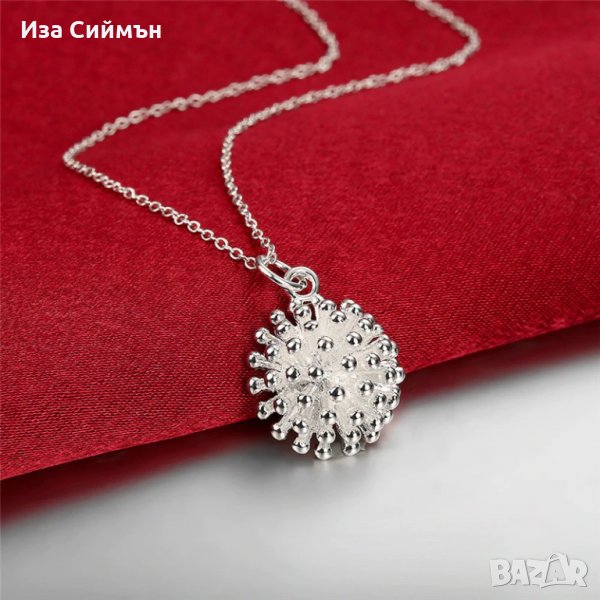 Сребърен комплект обици и колие таралеж, снимка 1