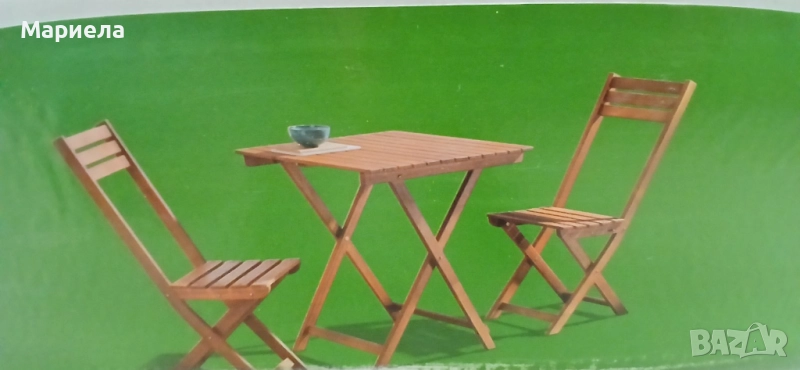 Комплект Маса с 2 Стола / Акациева Дървесина, снимка 1