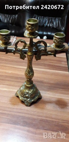 Барок  бронзов  свещник, снимка 1