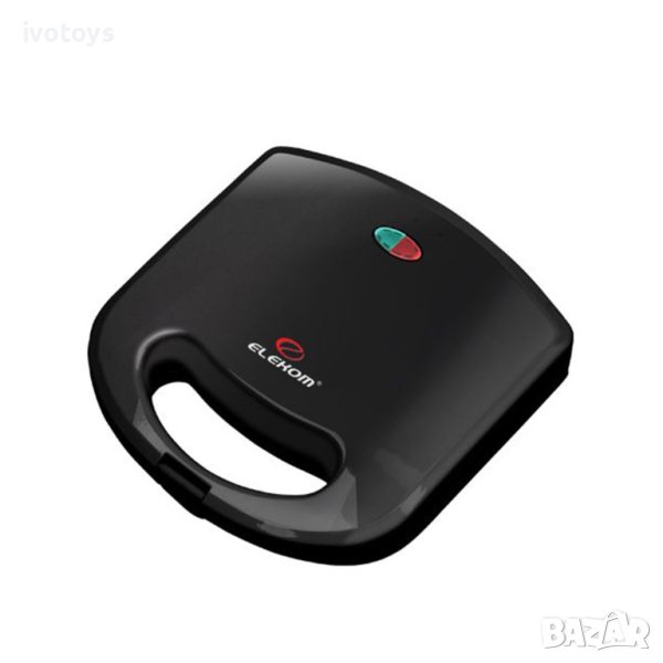 Сандвич мейкър ELEKOM ЕК-1808M, 780W, Черен, снимка 1