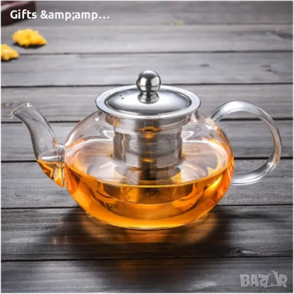 Стъклена кана за чай с форма тип балон, снимка 1