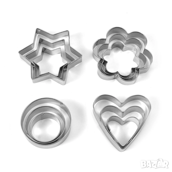 🍪 Комплект от 12 алуминиеви форми за бисквити , снимка 1