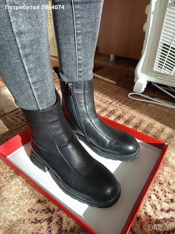 Черни боти от естествен кожа , снимка 1