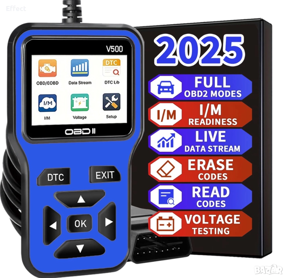 Универсален OBD2 elm скенер за кола – четене и изчистване на грешки, снимка 1