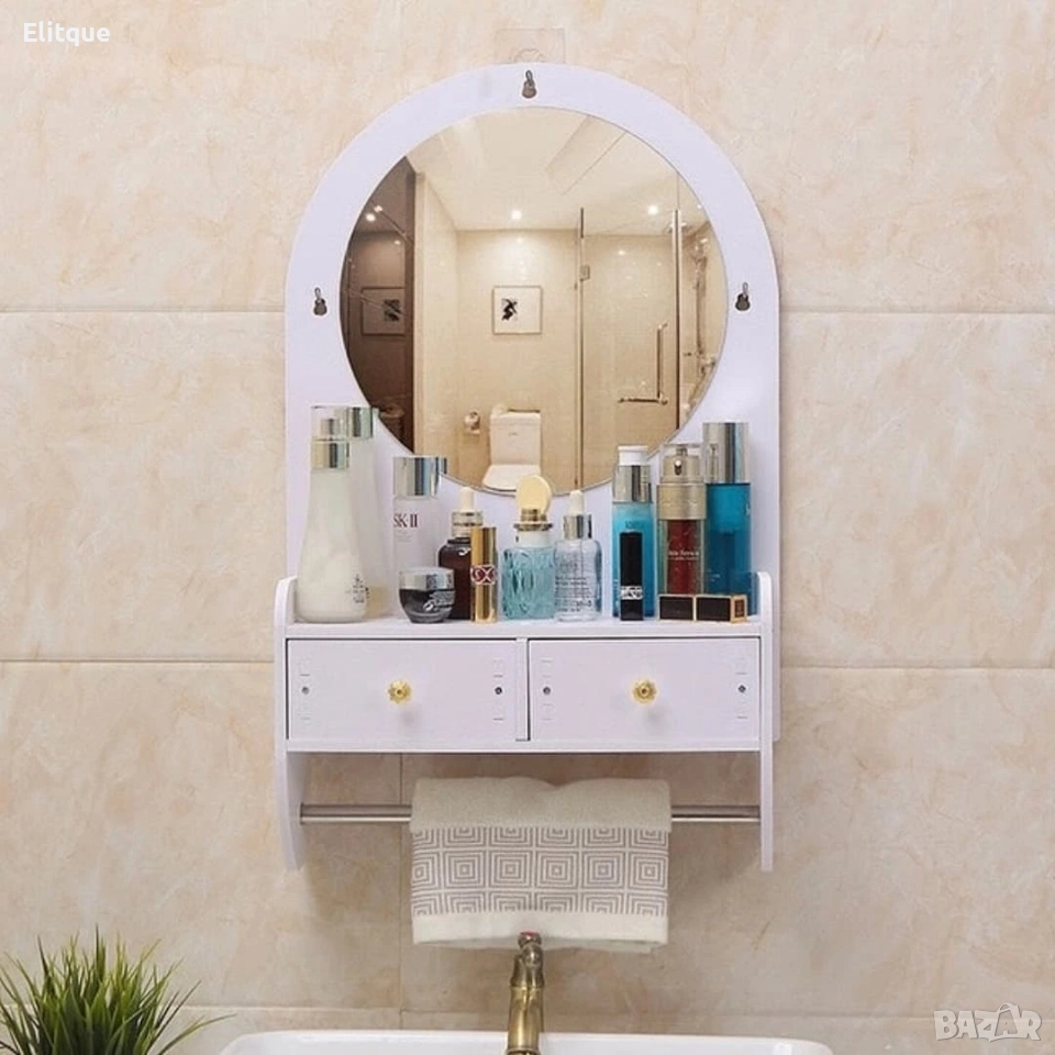 Огледало за грим с място за съхранение – елегантно и спестяващо място решение за баня и спалня, снимка 1