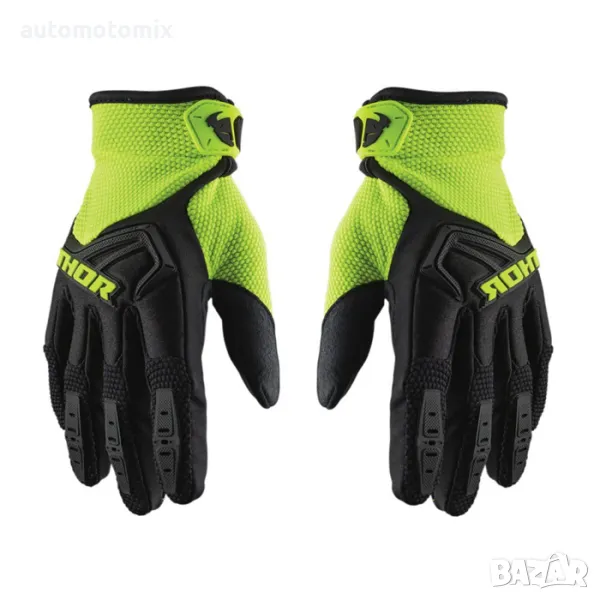 Текстилни ръкавици за крос атв ендуро,2 БР/К-Т - Неон, 721239, снимка 1