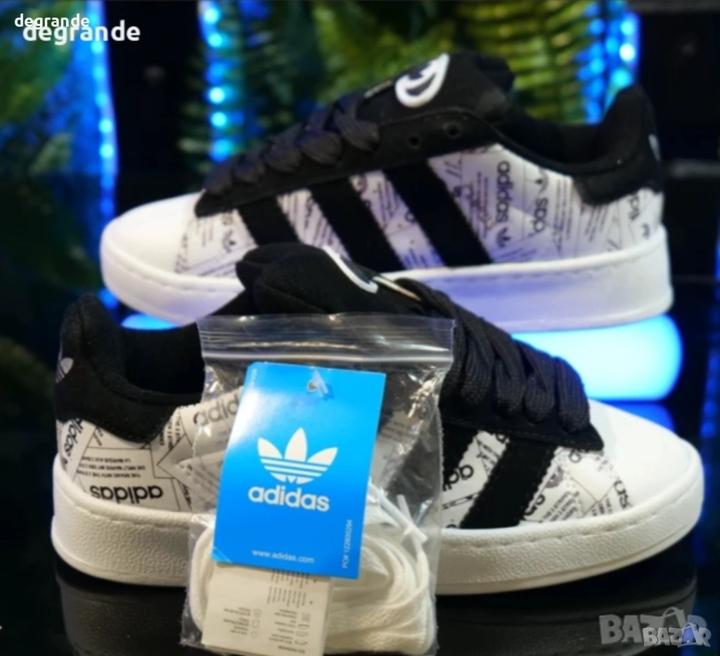 НАМАЛЕНИ Дамски кецове Adidas Campus цвят бяло и черно , снимка 1