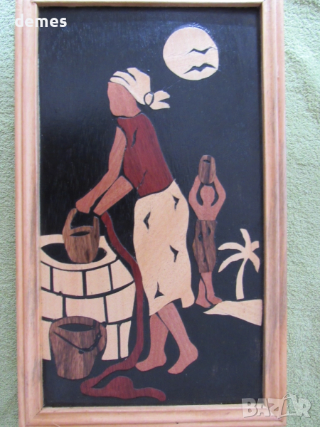 Африканка-картина от бананова кора-2, снимка 1