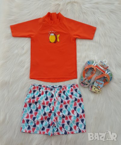 Детски бански 3-4 години - шорти, плажна блуза и чехли