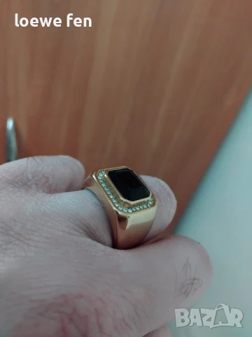 Мъжки пръстен благородна стомана позлатен златен цвят !, снимка 4 - Мъжки - 50275369