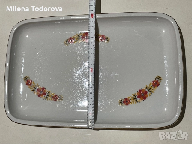  Голямо правоъгълно порцеланово плато с маркировка, снимка 3 - Чинии - 52599670