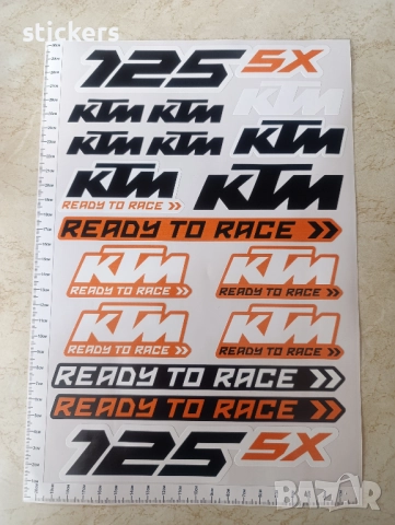 КТМ стикери - 17бр. KTM 125 SX - лист А4, снимка 2 - Аксесоари и консумативи - 51433291