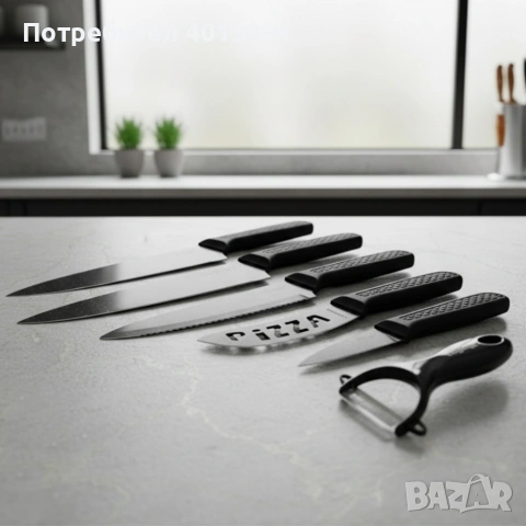 Комплект кухненски ножове – Cheffinger CF-MB08 от 6 части с мраморно покритие и магнитна кутия, снимка 3 - Други - 53307574