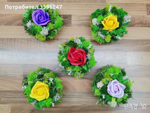 Декорация със скандинавски мъх и сапунена роза, снимка 14 - Декорация за дома - 38566949