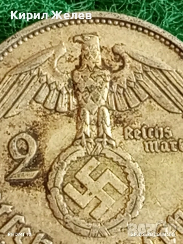 Сребърна монета 2 райхсмарки 1939г. Германия Трети Райх с Свастика за КОЛЕКЦИОНЕРИ 51810, снимка 3 - Нумизматика и бонистика - 53616168