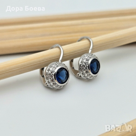 Сребърни обеци: "Блу пойнт", снимка 2 - Обеци - 52674091