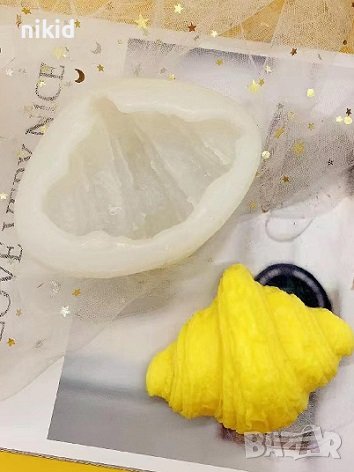 Голям кроасан кифла кифличка силиконов молд форма фондан шоколад слома гипс свещ, снимка 2 - Форми - 41458534