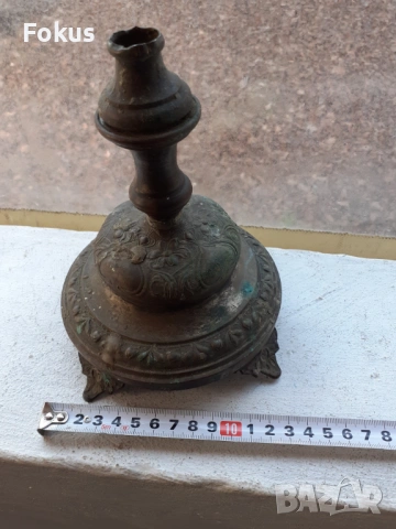 Стар уникален възрожденски свещник кандило сачан, снимка 6 - Антикварни и старинни предмети - 53444553
