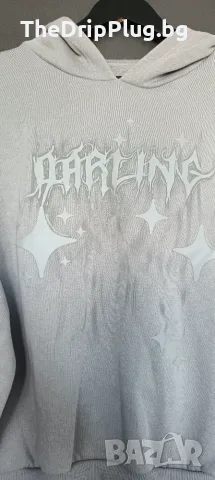 Cropp дамски суичър размер L в сиво hoodie отлично състояние , снимка 2 - Суичъри - 55838436