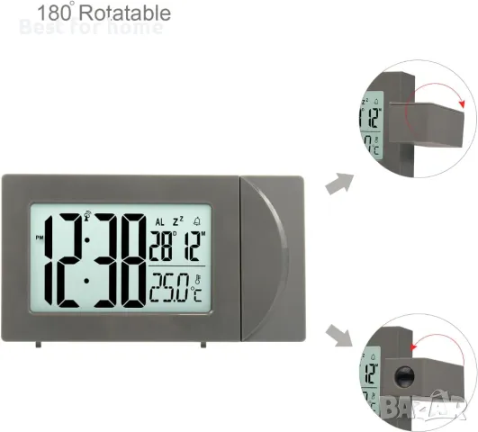Цифров прожекционен будилник за спалня, снимка 5 - Друга електроника - 49470369