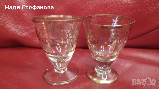Ретро ракиени чашки, столче, златни кантове, златни шарки – 6 бр, снимка 3 - Чаши - 44253651