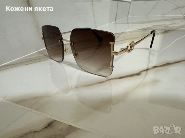 Слънчеви очила с кафеви стъкла и златни метални рамки, снимка 3 - Слънчеви и диоптрични очила - 44734871