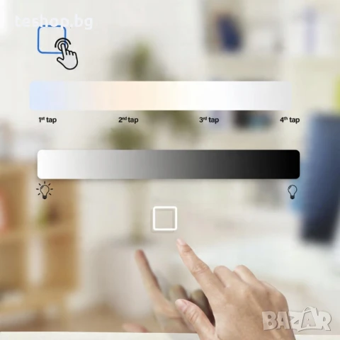 Огледало за баня 80x60 см за стенно окачване С LED ОСВЕТЛЕНИЕ И ЧАСОВНИК, снимка 4 - Огледала - 50916106