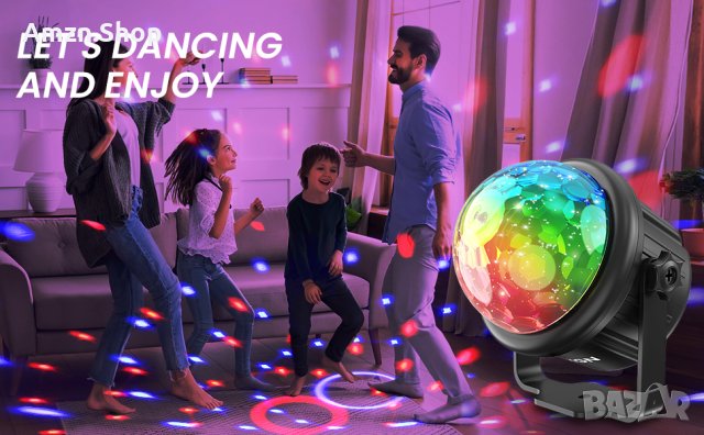 Комплект Mini Disco Ball Party Light 360° въртяща се LED RGB парти лампа с дистанционно диско топка, снимка 7 - Други - 44149282