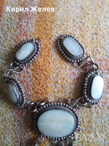САЧАНЕНА с БЯЛ ИВИЧЕСТ АХАТ ОРИЕНТАЛСКА СТАРИНЕН СТИЛ ОГЪРЛИЦА 5022, снимка 2 - Антикварни и старинни предмети - 29614880