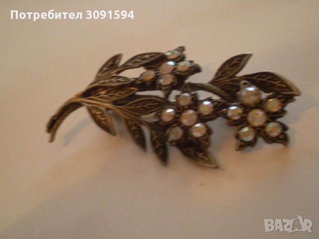 Винтич посребрена бршка със цветя, снимка 4 - Други ценни предмети - 34503654