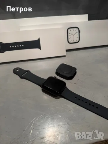 100% батерия! КАТО ЧИСТО НОВ Apple Watch 7 45 mm GPS Midnight, снимка 2 - Смарт часовници - 56075566