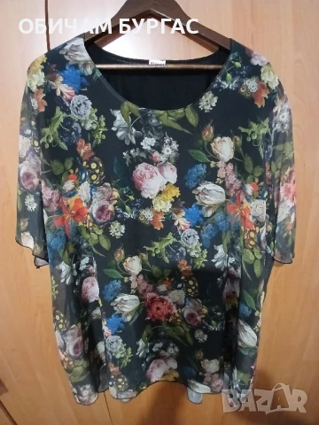 НОВ КОСТЮМ 3-4xl ОТ ФИН ШИФОН С ПРЕКРАСНА ФЛОРАЛНА РАЗЦВЕТКА БГ производител с еластична подплата, снимка 3 - Костюми - 50997621