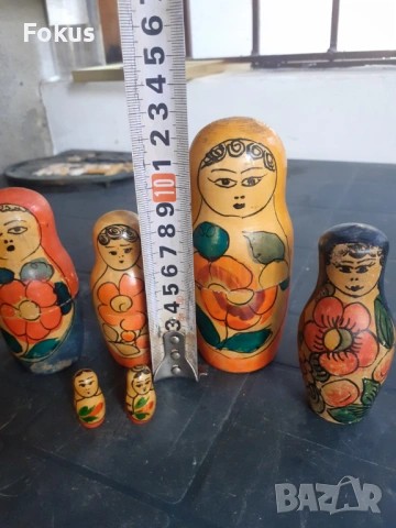 Лот стари руски матрьошки кукла фигура играчка, снимка 3 - Антикварни и старинни предмети - 53280630