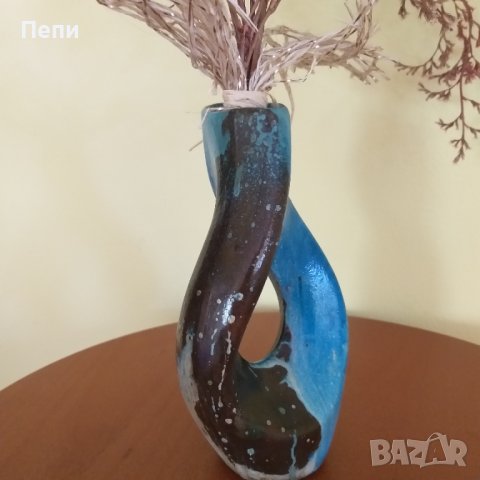 Керамична ваза с нестандартна форма, ръчна изработка, снимка 3 - Вази - 42119000