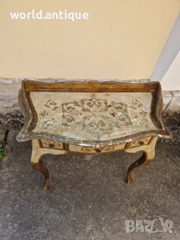 Рядка антикварна италианска флорентиска дървена конзола , снимка 6 - Антикварни и старинни предмети - 53757430