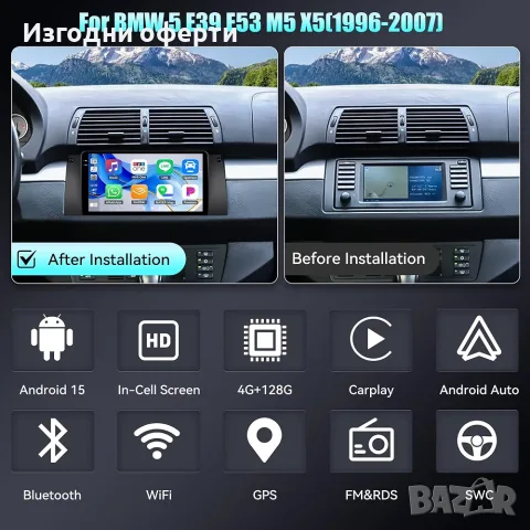 Android мултимедия / навигация за BMW 5 серия (E39) / X5 (E53) / M5