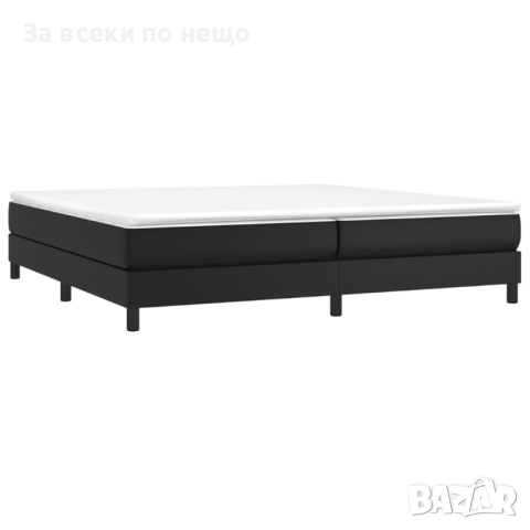 Боксспринг легло с матрак, черно, 200x200 см, изкуствена кожа, снимка 4 - Спални и легла - 44679679