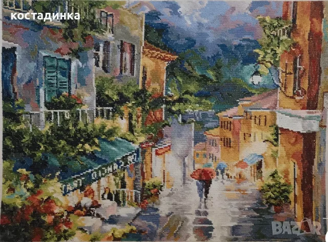 Продавам гоблен Нощен град., снимка 2 - Гоблени - 56341334