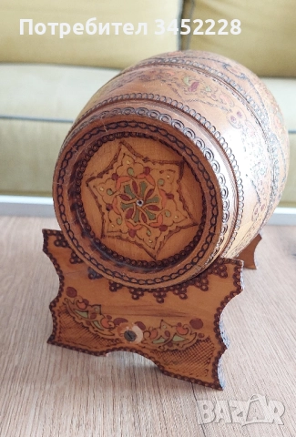 буренце пирографирано ретро с три чашки за ценители , снимка 6 - Антикварни и старинни предмети - 52255089