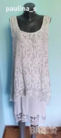 Два броя / Бяла комбинирана туника с набиращи се ръкави / Италия / италианска туника, голям размер , снимка 14 - Туники - 37196601