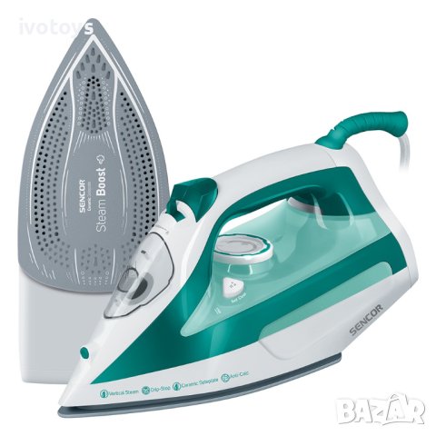 Парна ютия SENCOR SSI 6100GR, 2600W, Система Anti-Calc, Зелен/Бял