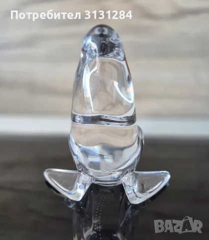 Колекционерска кристална фигура Тюлен "Cristal de Sèvres" – Франция, подпис , снимка 8 - Колекции - 55886536