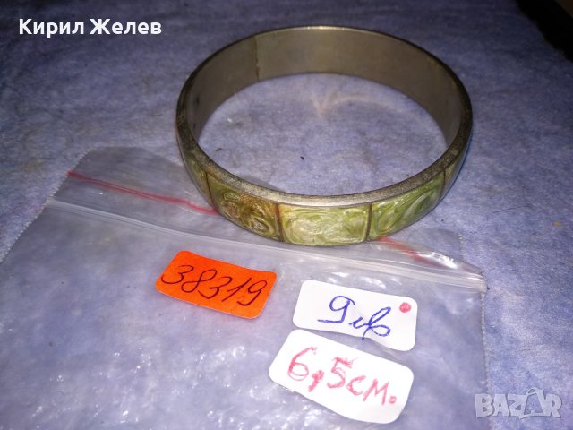 СТАРА ПОСРЕБРЕНА СТОМАНЕНА РЕТРО ГРИВНА ИНКРУСТИРАНА с РЪЧНО ШЛИФОВАН ЗЕЛЕН ЯСПИС 38319, снимка 2 - Антикварни и старинни предмети - 41148212