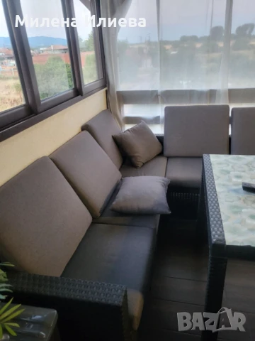 градински комплект 9части техноратан антрацит, снимка 2 - Градински мебели, декорация  - 50970109