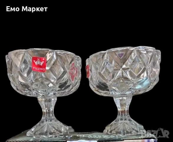 Два броя стъклени купички с високо столче, снимка 3 - Други - 48917540