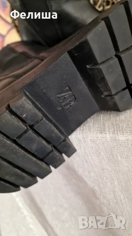 Стилни Ежедневни Черни Боти Естествена Кожа ZARA Chunky Chelsea Колекция, снимка 6 - Дамски ботуши - 50150130