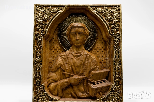 Релефна икона на Свети великомъченик Пантелеймон, снимка 5 - Икони - 53224721