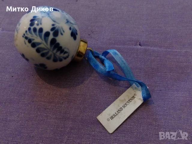 Коледна топка ръчно рисувана  нова Холандия порцелан глазура Delft Blue, снимка 4 - Коледни подаръци - 55804575