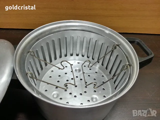 стара алуминиева тенджера с кошница, снимка 4 - Антикварни и старинни предмети - 48936801